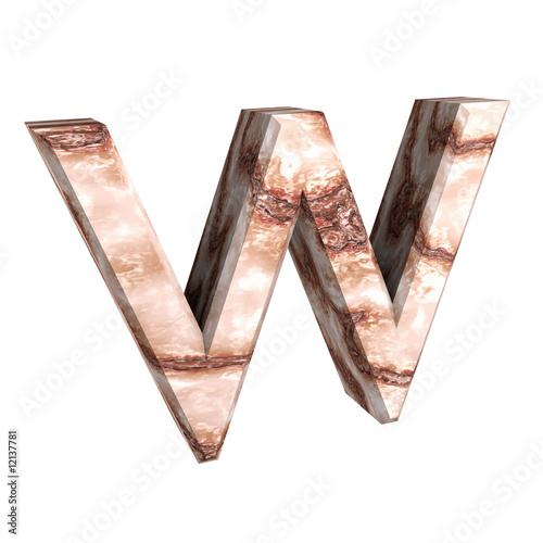 3d letter W in marble