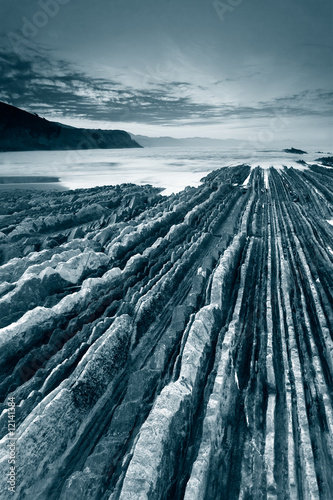 Canvas-taulu Playa de Zumaia en Blanco y negro, Gipuzkoa (Spain)