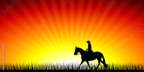horceracing at sunset - vector