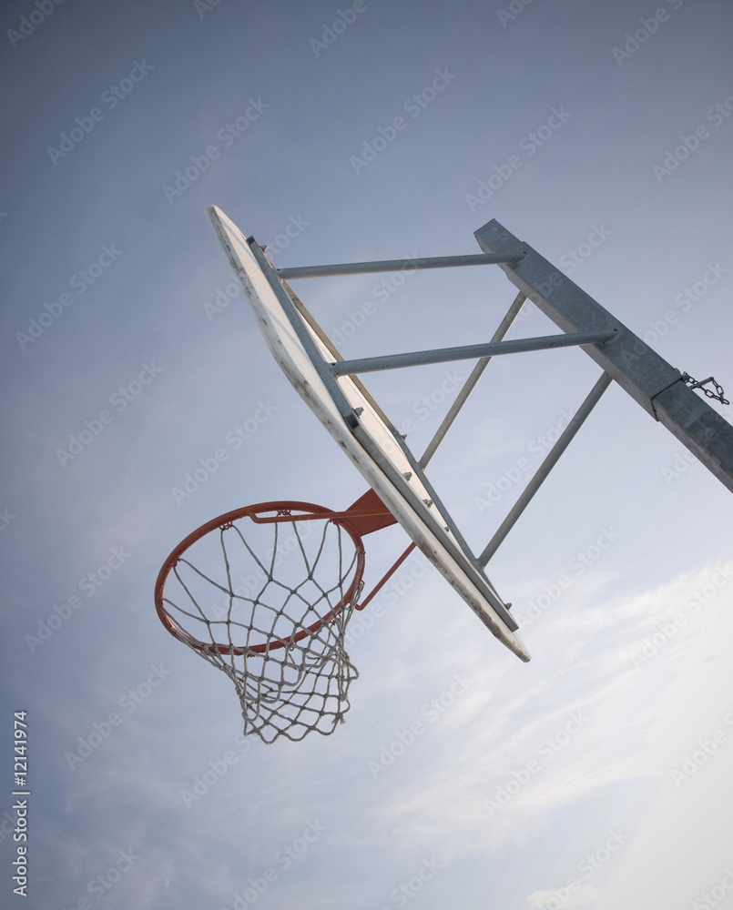 Low angle view of a basketball hoop