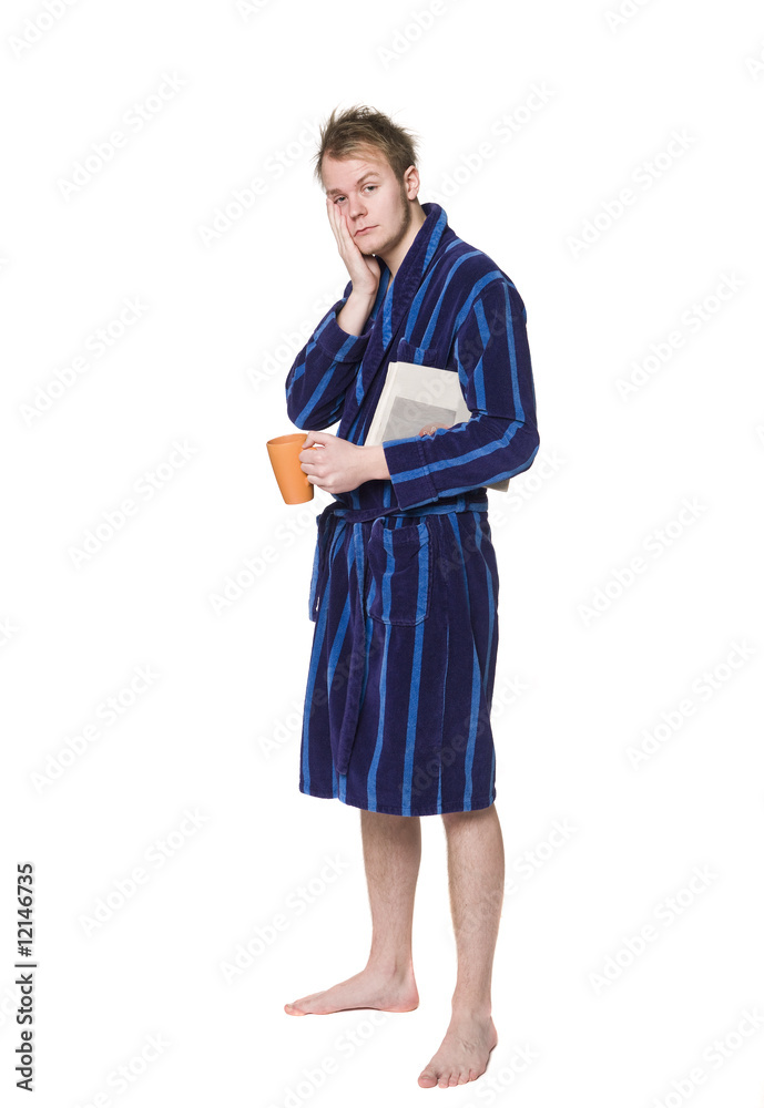 Tired man in a robe Tired man in a robe
