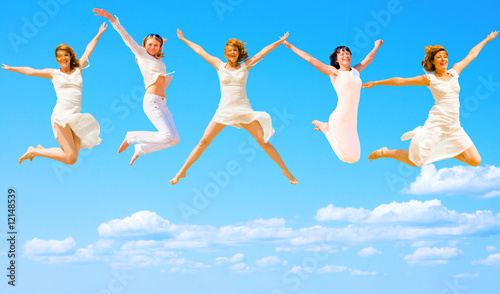 Women jumping in a group