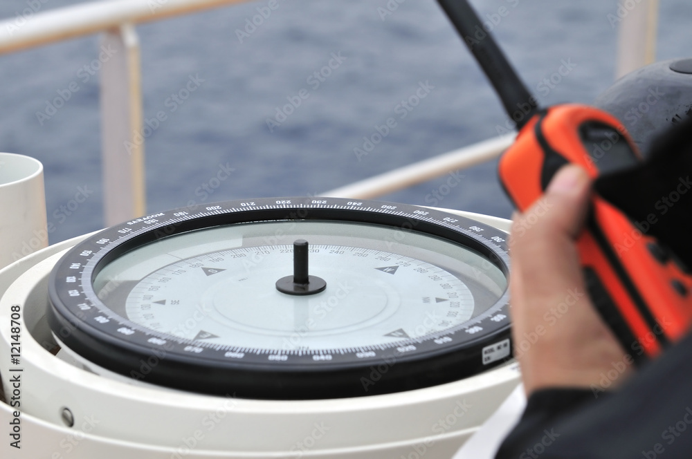 Fototapeta premium Modern ship's compass and VHF