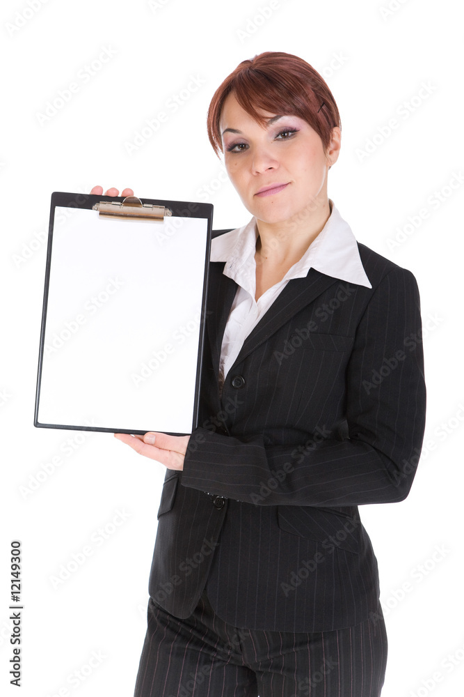 businesswoman with board