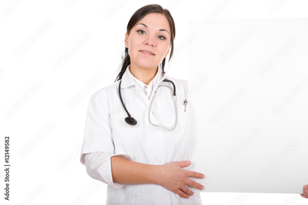 female doctor with board female doctor with board