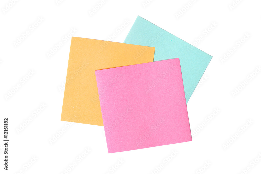Three blank notes on white Three blank notes on white