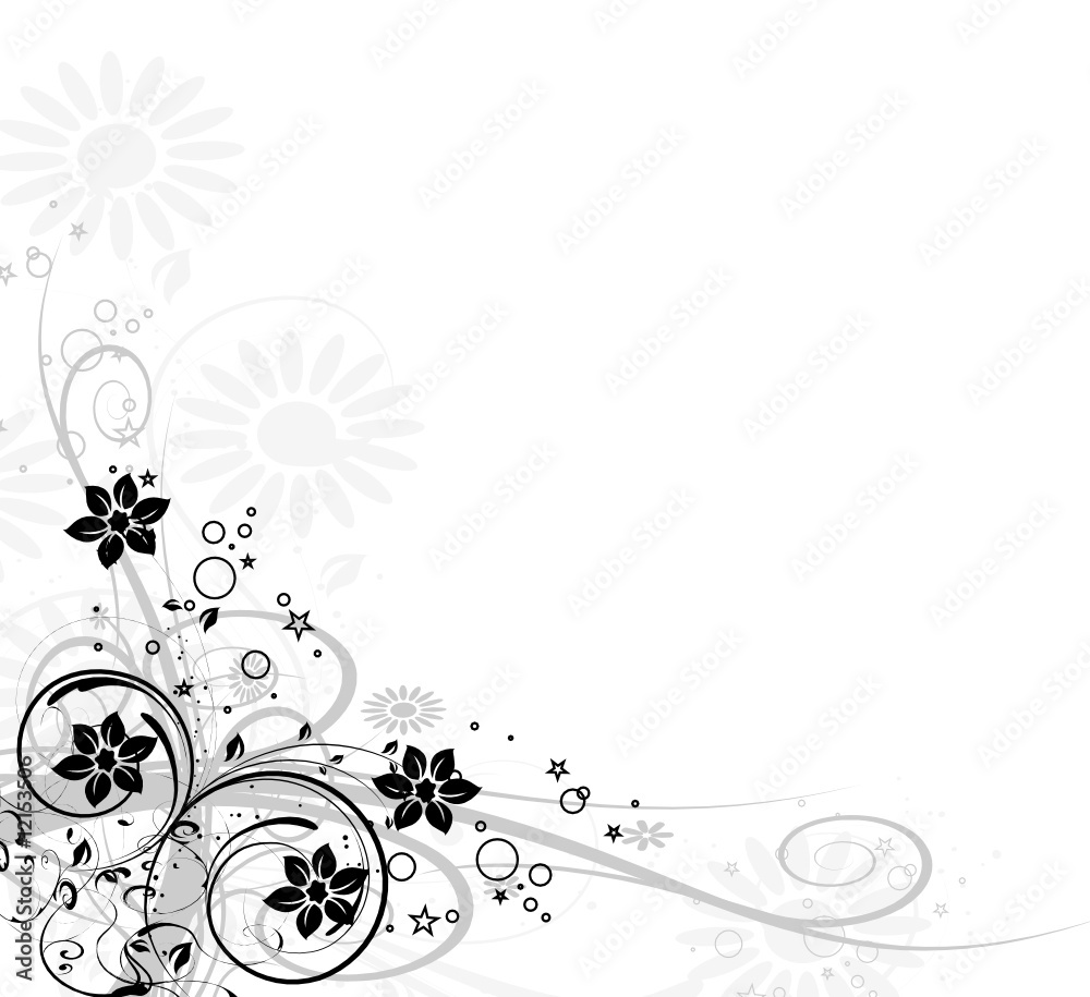 coin floral noir et étoiles coin floral noir et étoiles