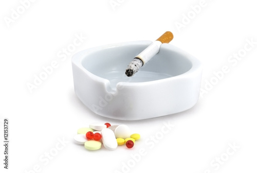 Cigarette and medicines.