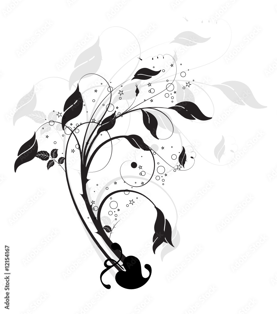 tiges floral feuilles noirs