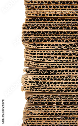 Stacked corrugated cardboard closeup