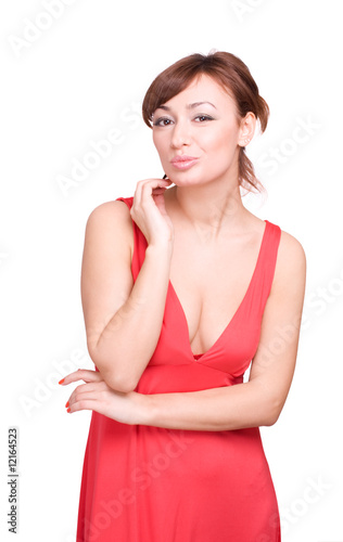 Beautiful girl in red dress