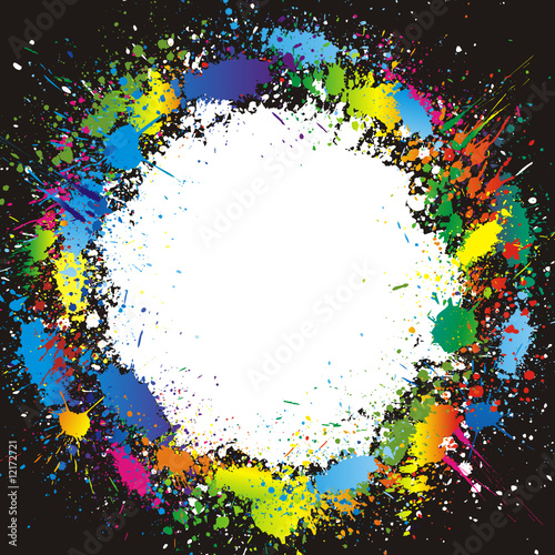 Color paint splashes border. Gradient vector background