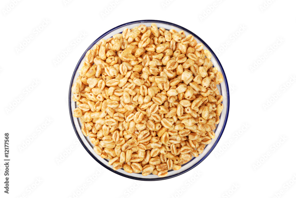 Popped wheat grains in cup