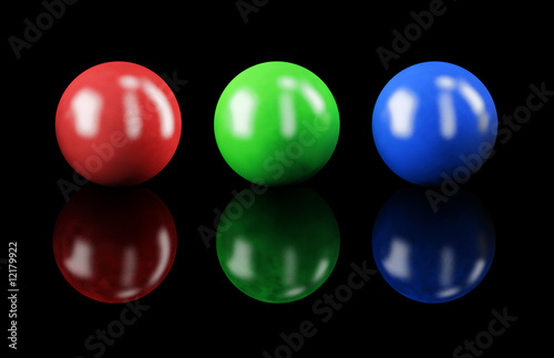 Set of balls isolated on black: RGB colors