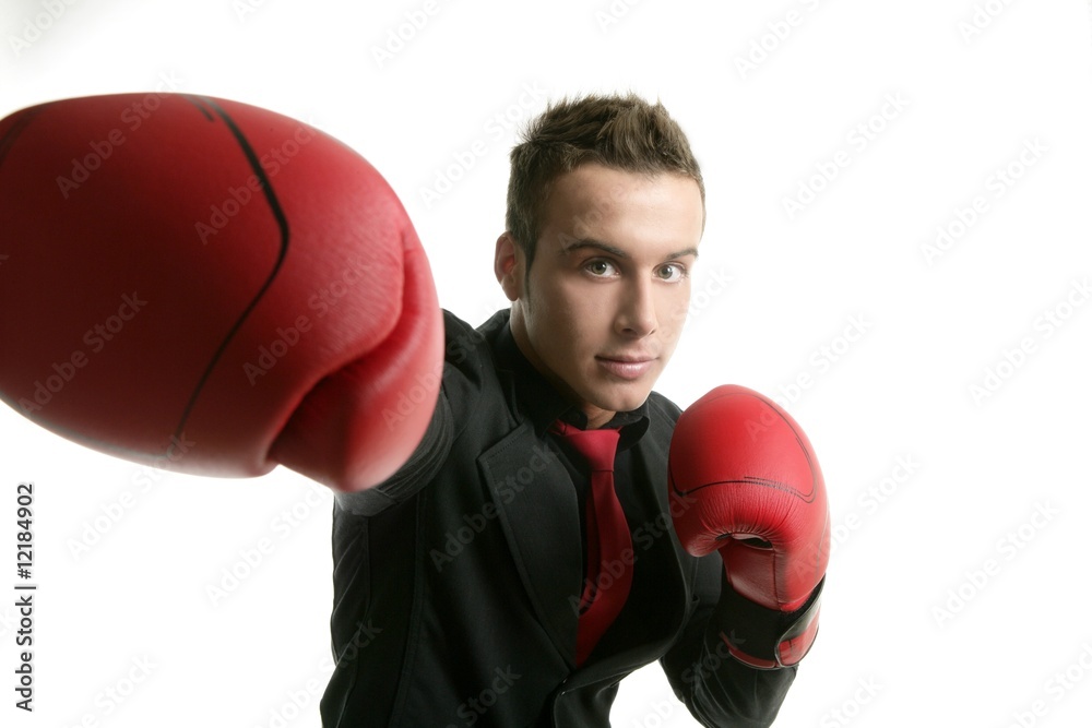 Boxer young competitive businessman isolated Boxer young competitive businessman isolated