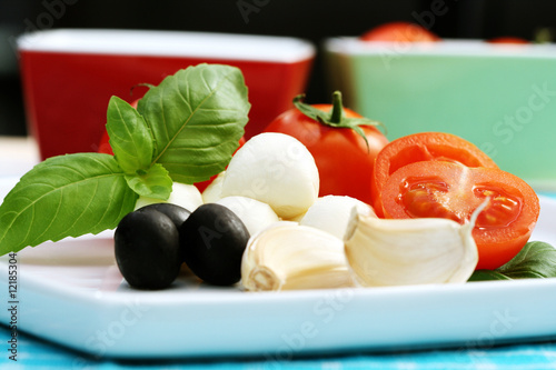 mozzarella and cherry tomatoes photo