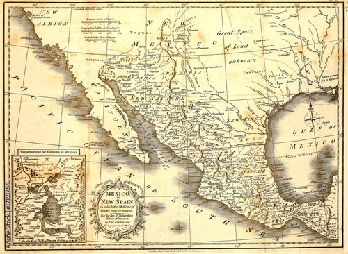 Early map of Mexico, printed in London, 1821.