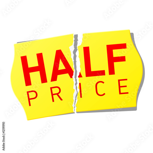 Half price sticker. Vector.