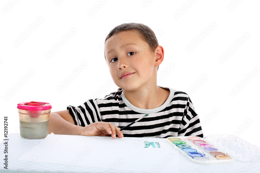 boy with paint isolated on white boy with paint isolated on white
