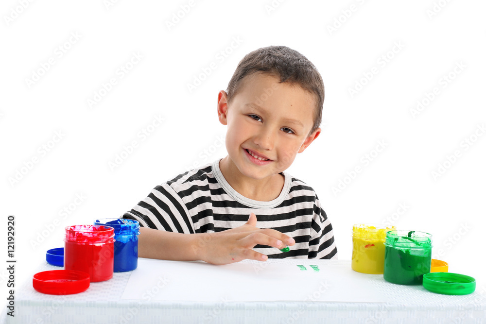 boy with paint isolated on white boy with paint isolated on white