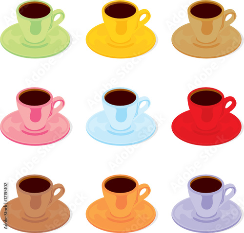 isolated espresso cups and saucers