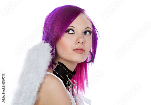 Attractive Emo Girl with Angel Wings