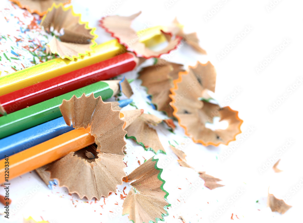 Pencils and wood shavings Pencils and wood shavings