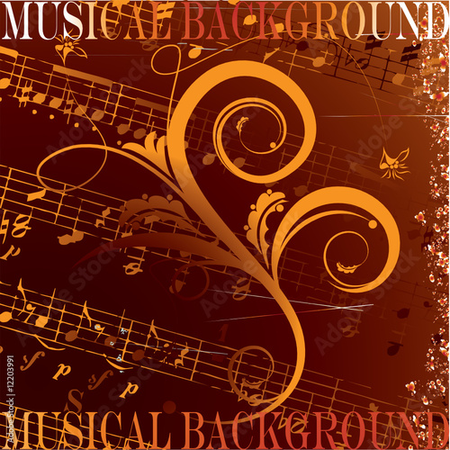 Abstract grunge musical background. Vector