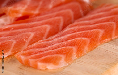 Slices of salmon, close-up