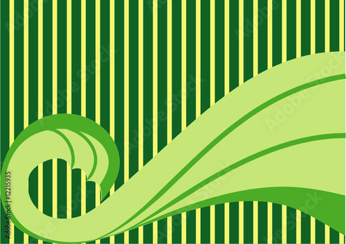 Green background with stripes and wave