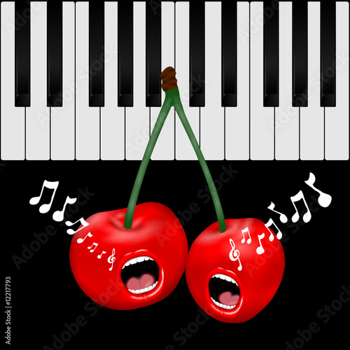 singende kirschen auf dem klavier