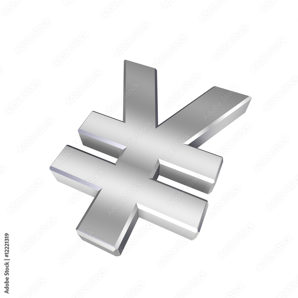 Obraz premium Chrome Yen sign isolated on white