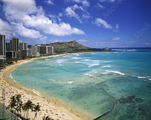 Waikiki Beach and Diamond Head Crater in Hawaii