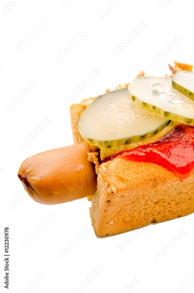 Hot-dog whith onion and cucumber