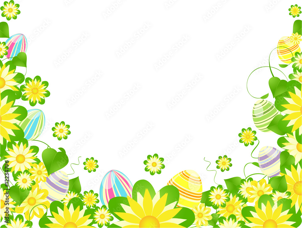 Obraz premium easter eggs and flowers