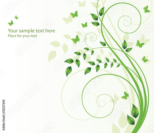 magic spring tree with butterflies and space for text