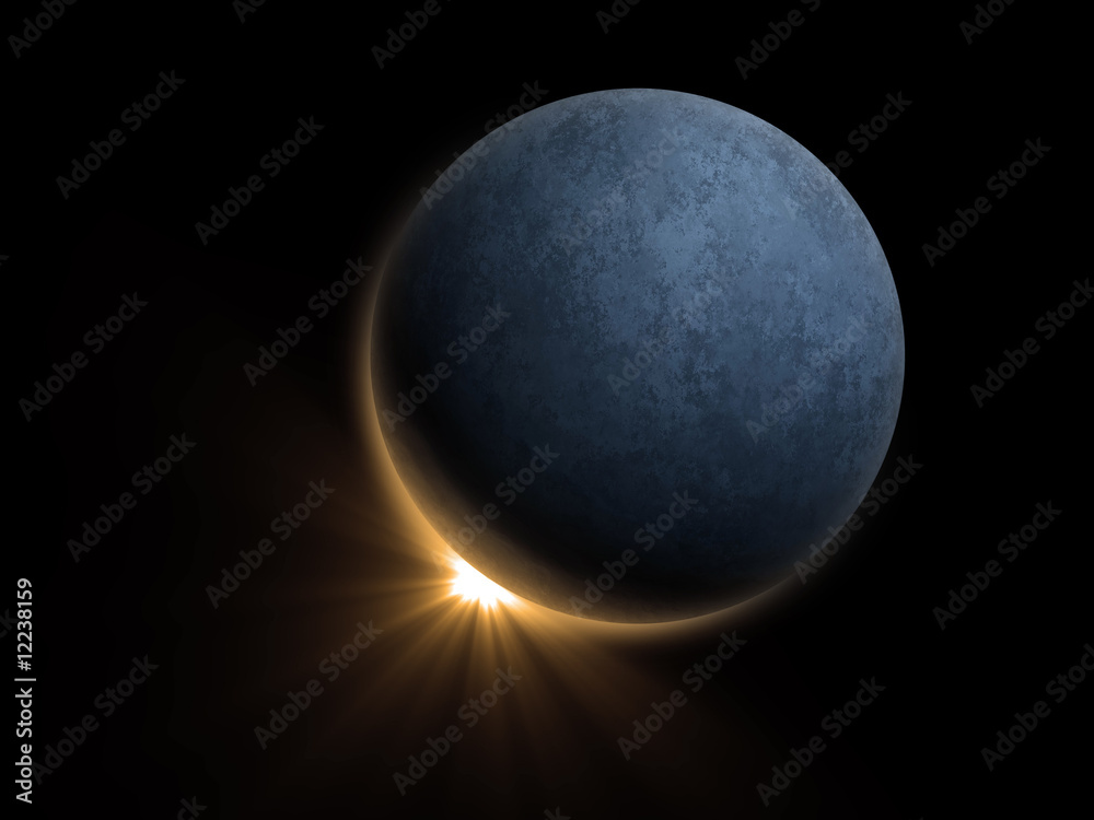 Computer generated image of a planet eclipsing a star. Computer generated image of a planet eclipsing a star.