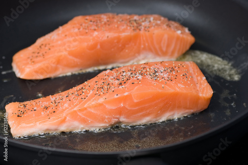 Salmon in pan