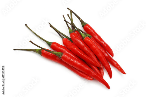 Red chili peppers isolated over white