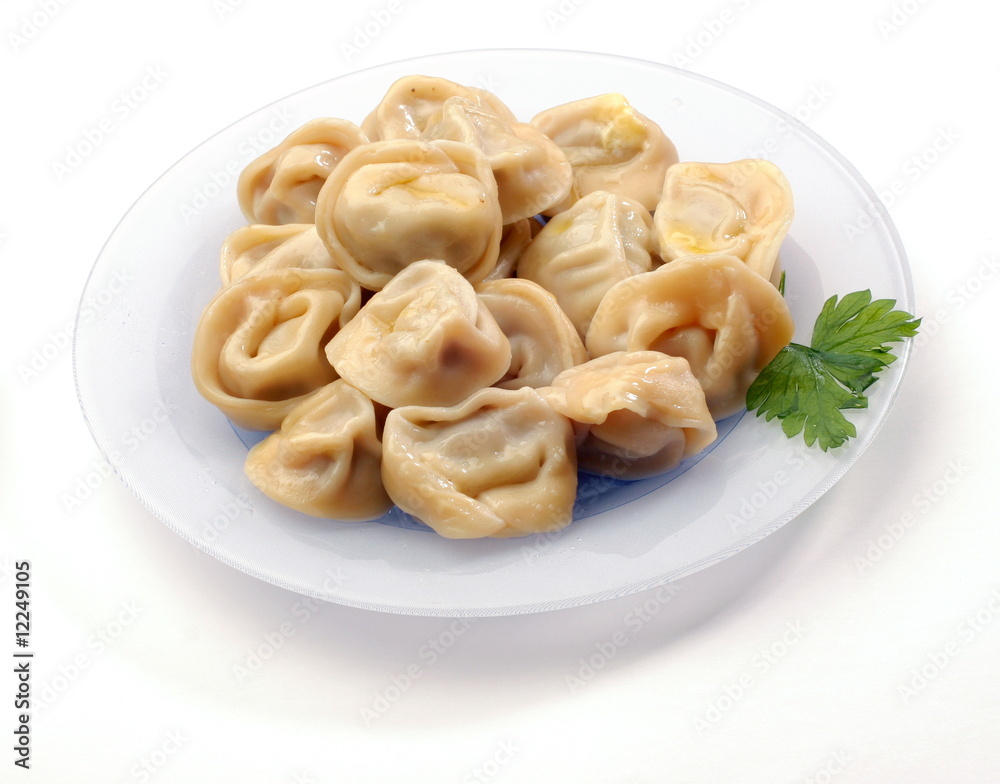 Ravioli on the plate on white background Ravioli on the plate on white background