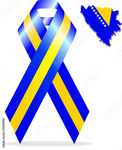 Bosnian Flag Ribbon & Map