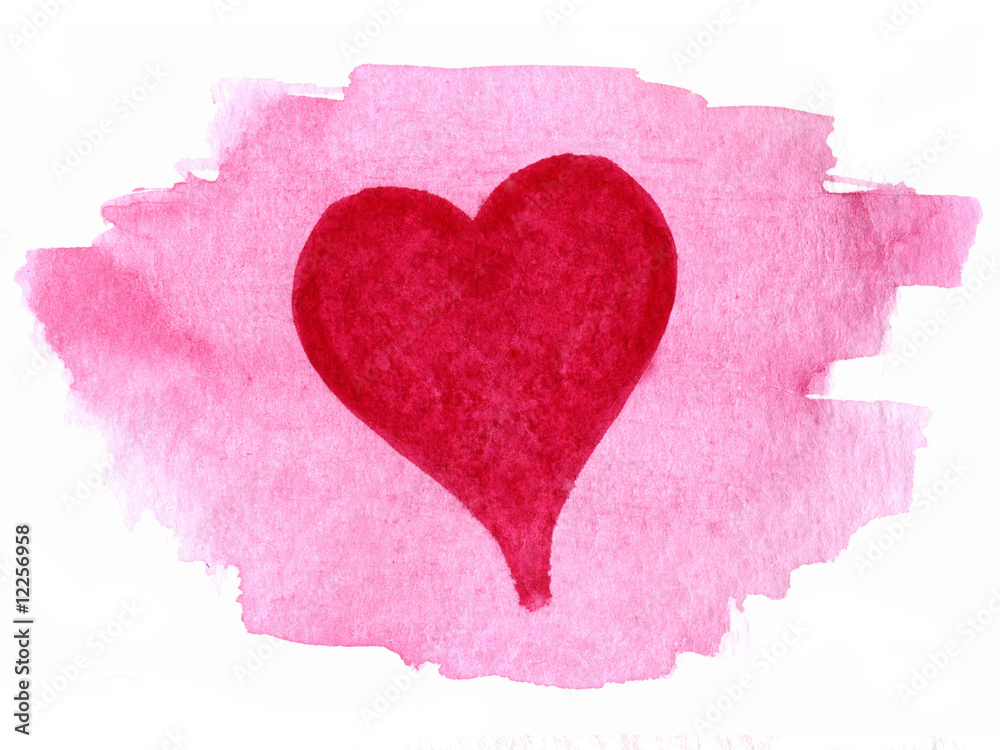 heart painted over watercolor blotch