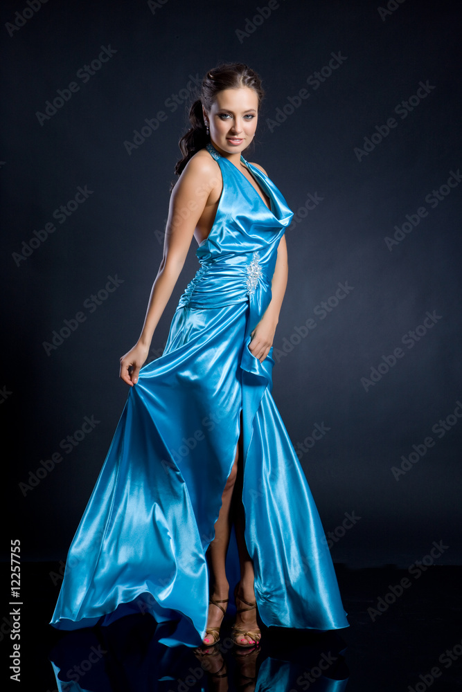 Young Woman In Blue Dress