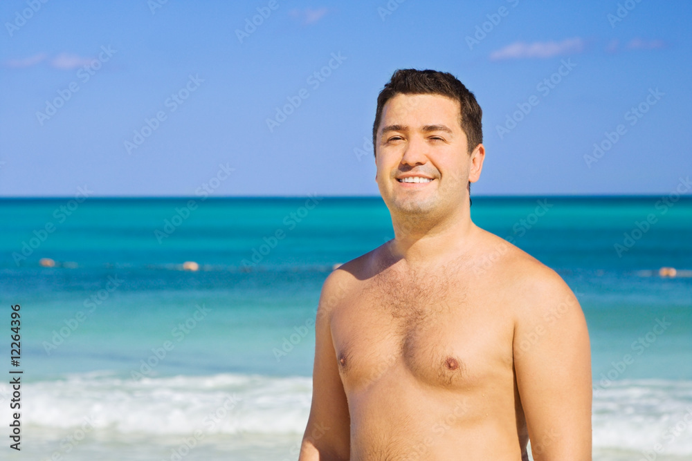 happy man on the beach