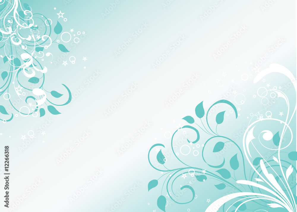 fond floral turquoise