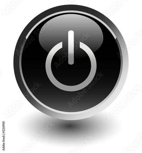 black power button icons with shadow on white