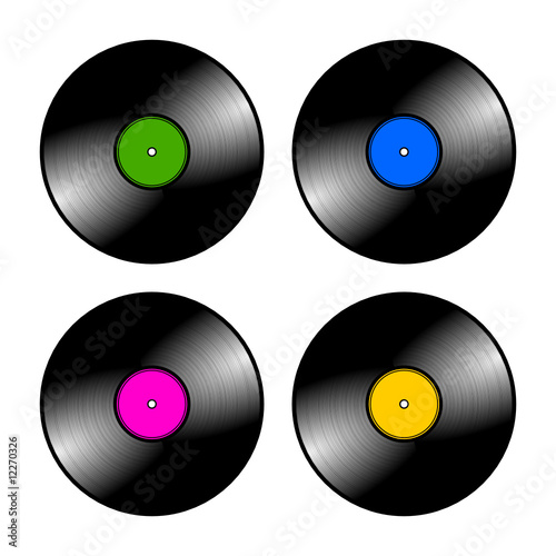 schallplatten grün blau pink gelb