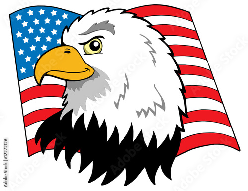 American eagles head with flag