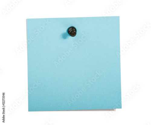 Blue  reminder note with black pin