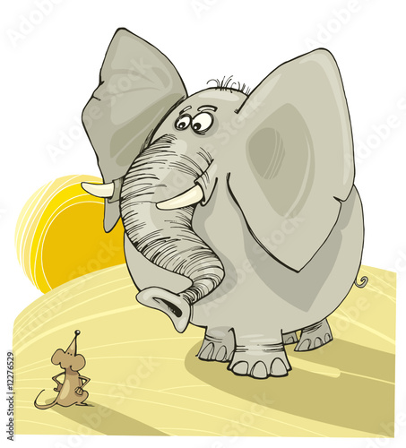Illustration of elephant and mouse